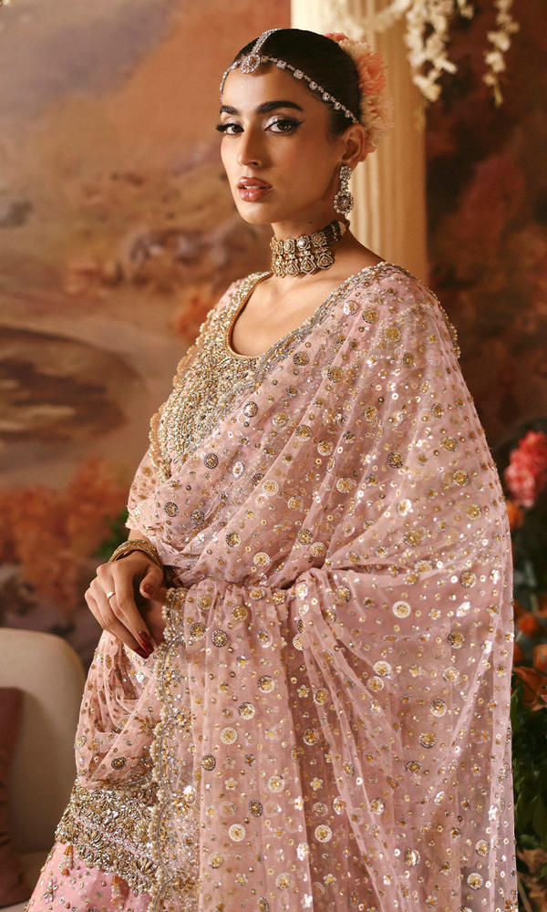 Light Pink Embellished Silk Sharara Set (3-Piece) - Image 3