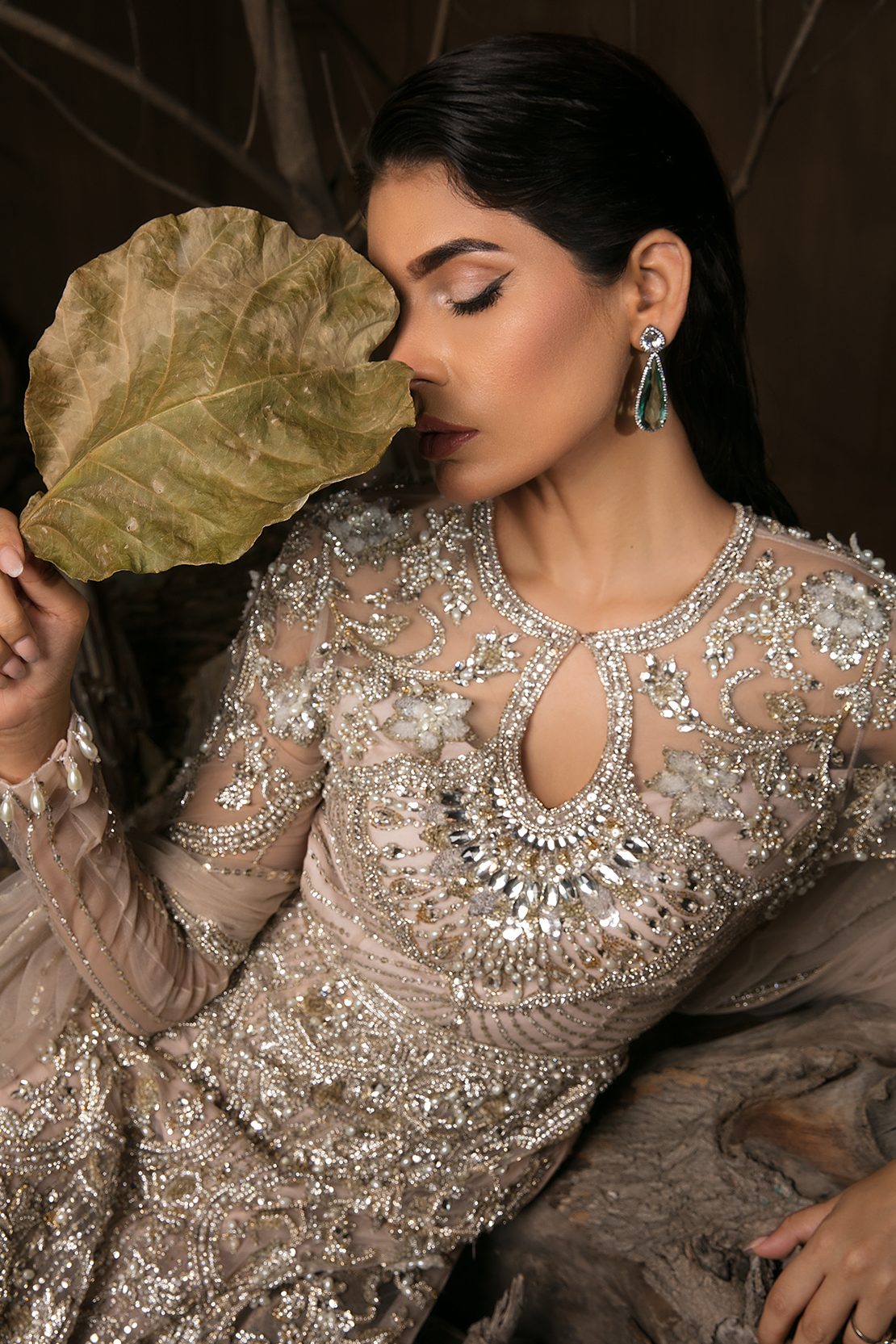 Blush Pink Embellished Net & Silk Sharara (3-Piece) - Image 3