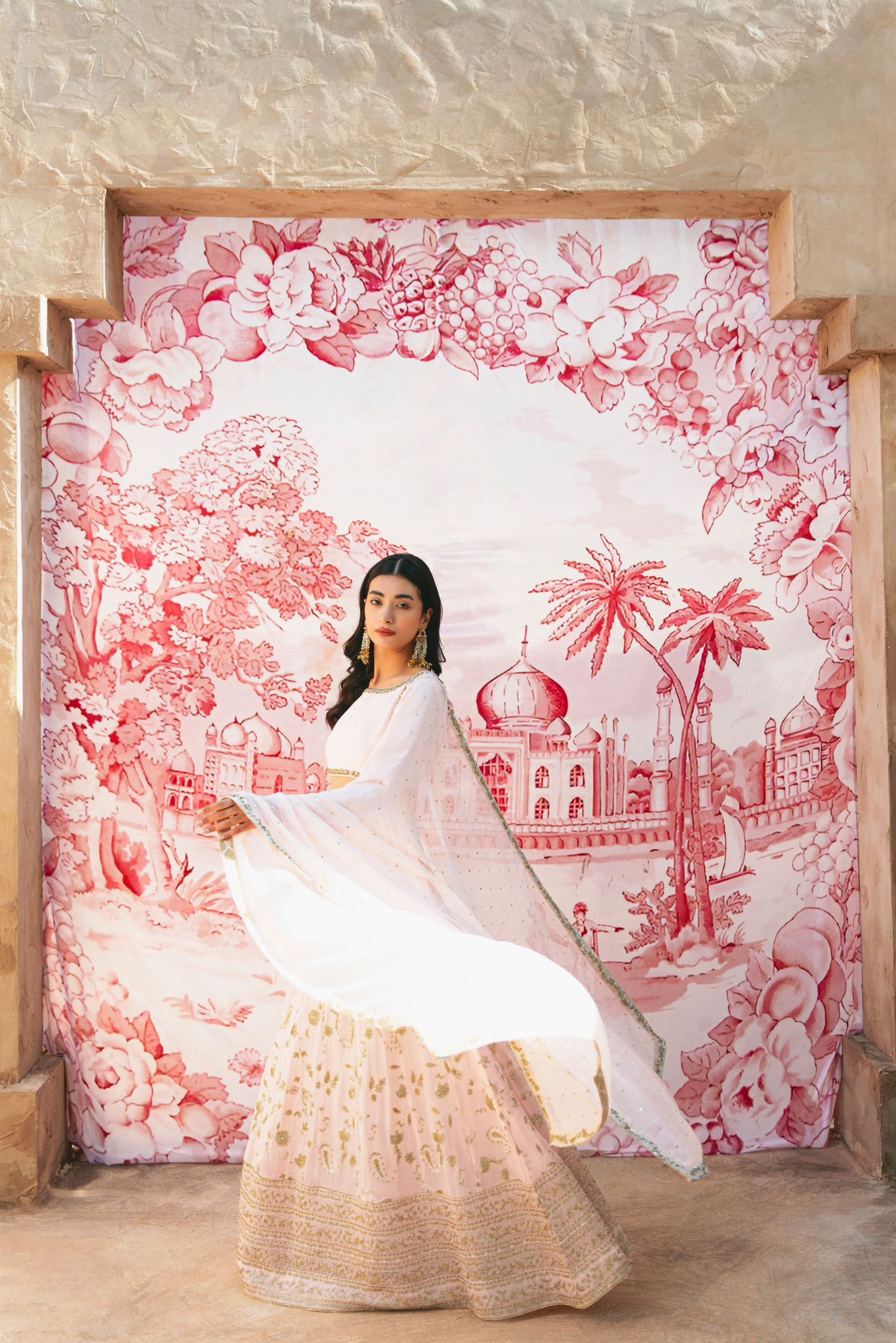 Pastel Pink Zardozi Silk Sharara (3-Piece) - Image 1