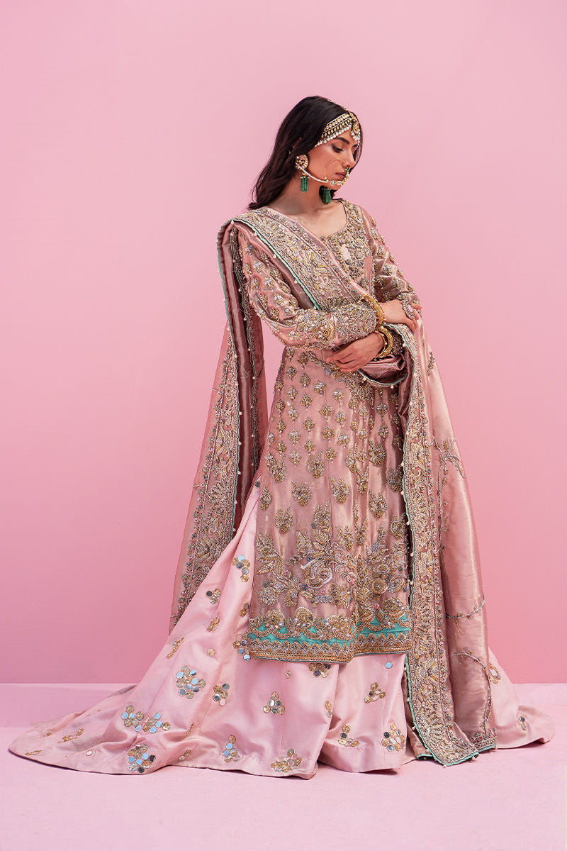 Blush Pink Embellished Net & Silk Sharara (3-Piece) - Image 2