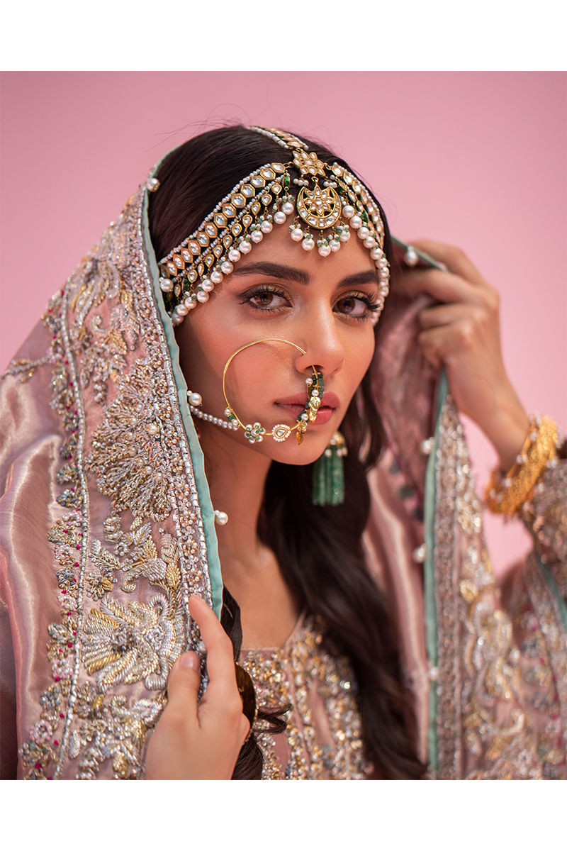 Blush Pink Embellished Net & Silk Sharara (3-Piece) - Image 6