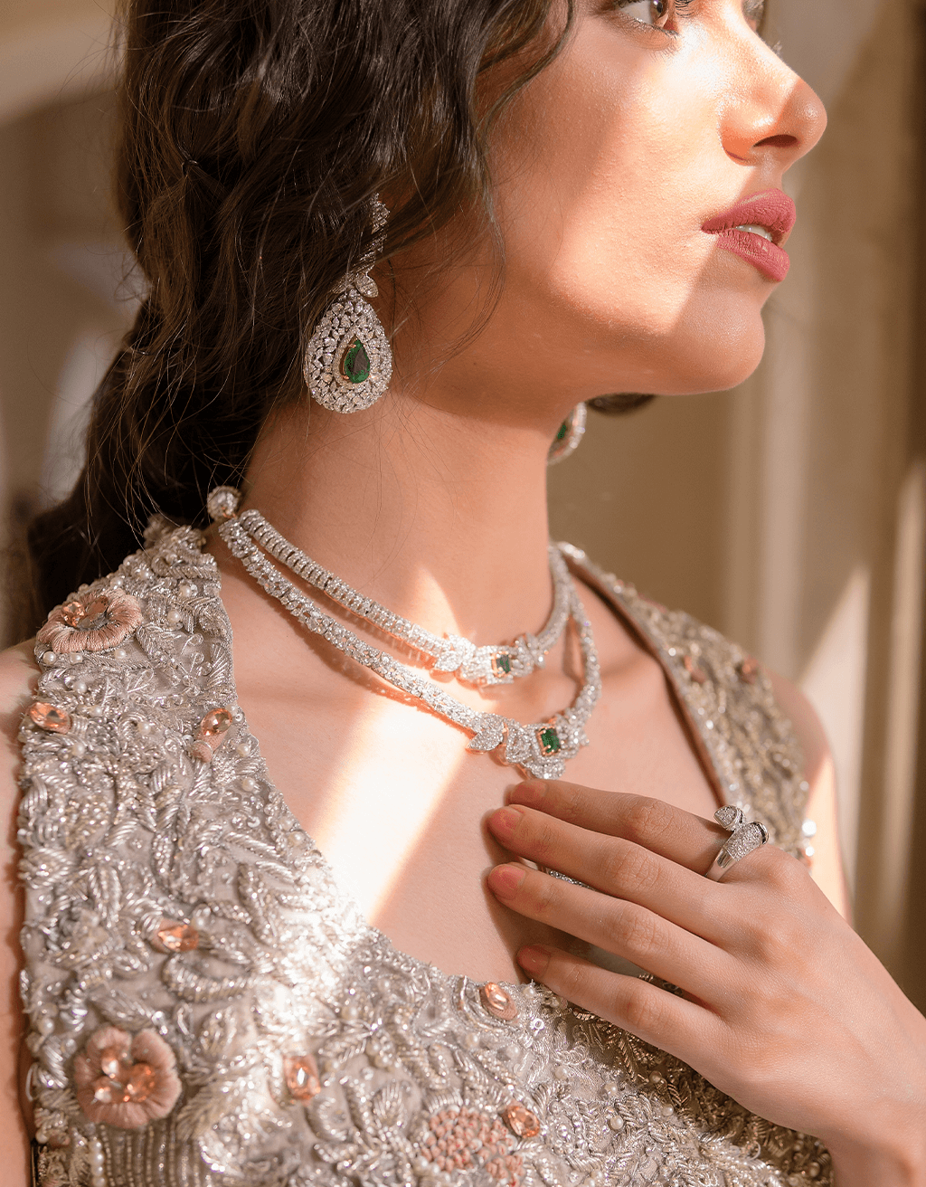 Blush Pink Embroidered Tissue Sharara Set (3-Piece) - Image 2