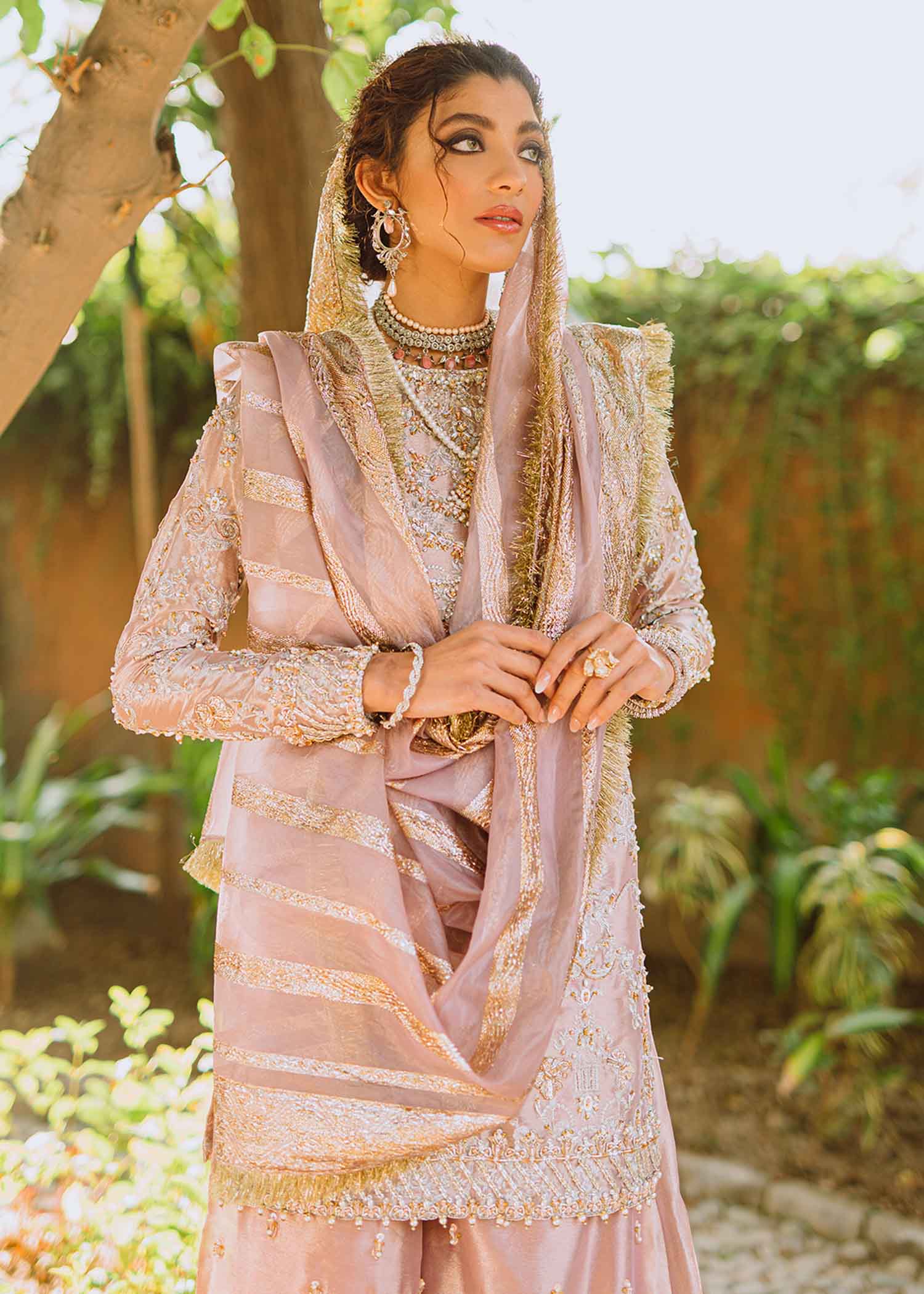 Dusty Lilac Embellished Tissue Sharara Set (3-Piece) - Image 6