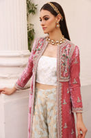 Pakistani Sea Pink Hand-Embellished Velvet Jacket Sharara (3-Piece) - Image 3
