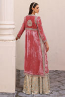Pakistani Sea Pink Hand-Embellished Velvet Jacket Sharara (3-Piece) - Image 4