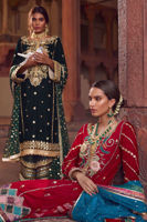 Pakistani Deep Pink Embroidered Velvet Sharara (3-Piece) - Image 4