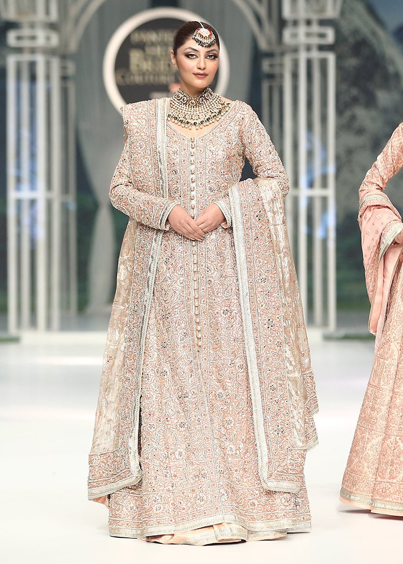 Blush Pink Zari Net Bridal Sharara (3-Piece) - Image 1