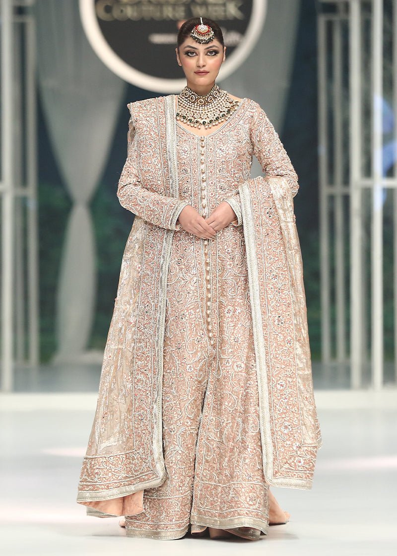 Blush Pink Zari Net Bridal Sharara (3-Piece) - Image 2