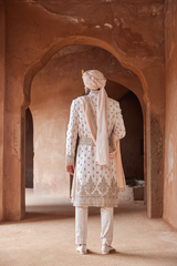 Blush Pink Embroidered Taffeta Silk Sherwani (3-Piece) - Image 5