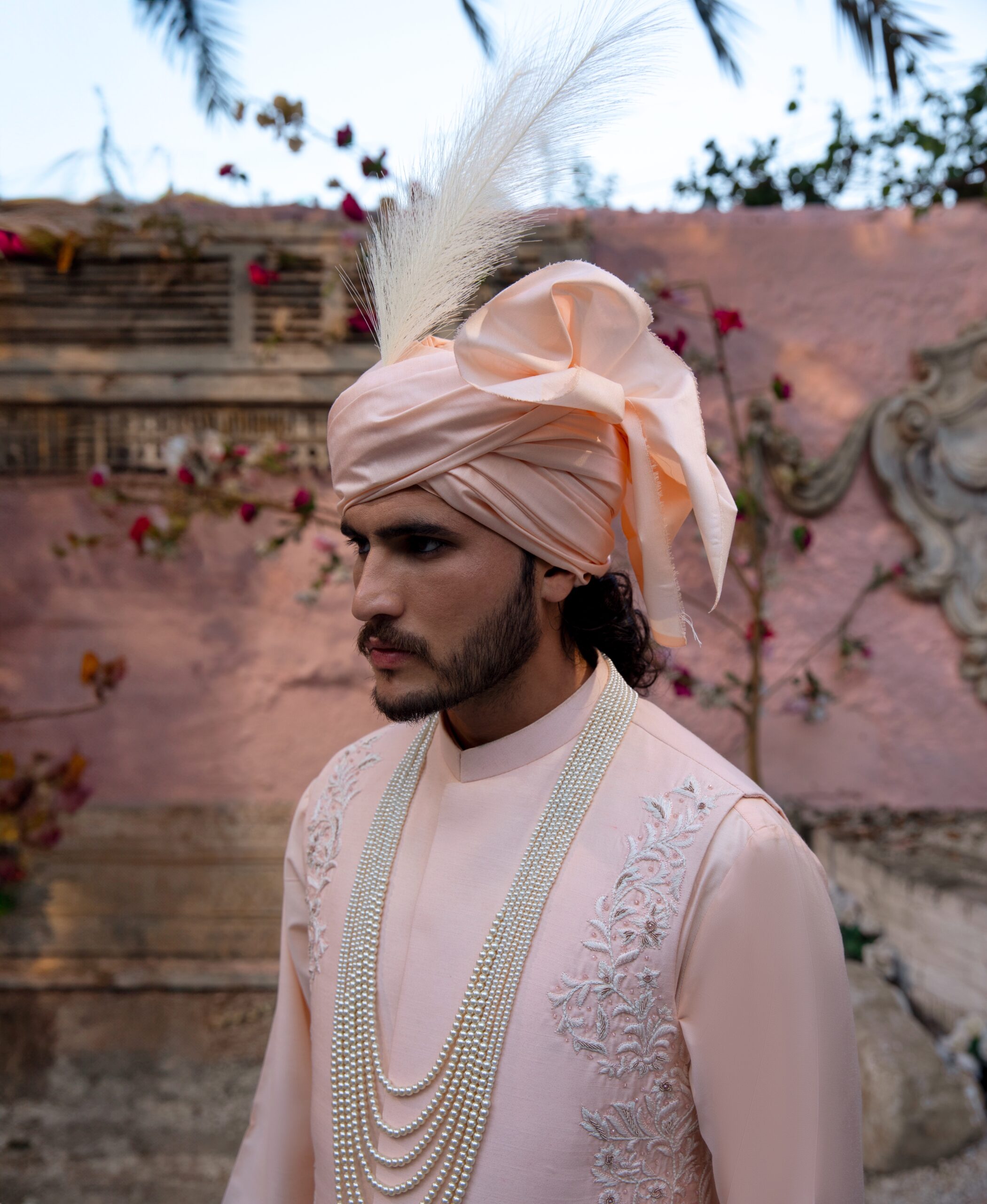 Blush Embroidered Raw Silk Waistcoat (3-Piece) - Image 5