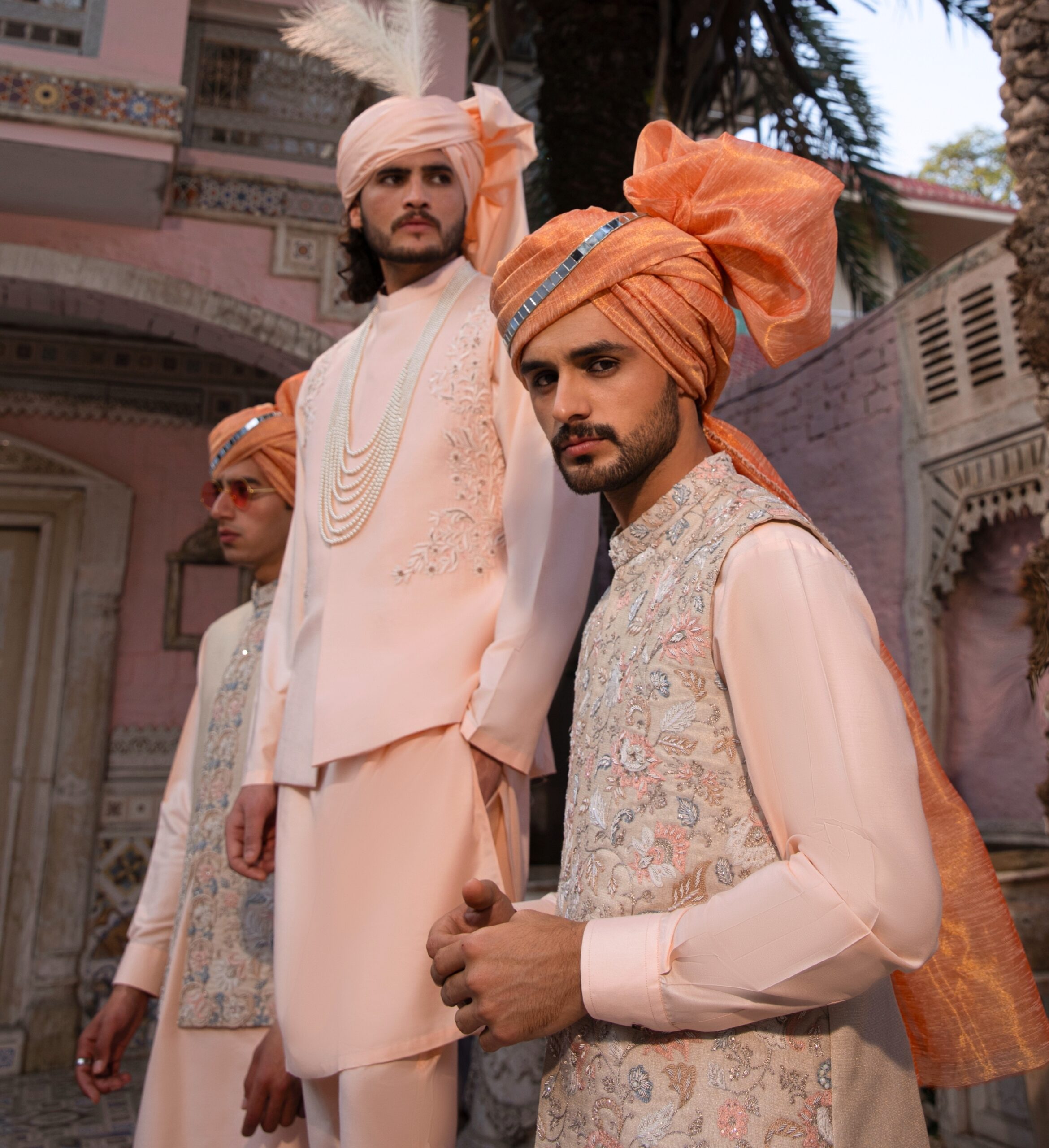 Blush Embroidered Raw Silk Waistcoat (3-Piece) - Image 9