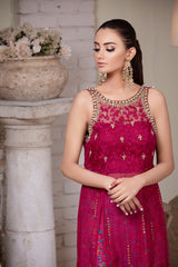 Fuchsia Embellished Raw Silk Gharara Set (2-Piece) - Image 3