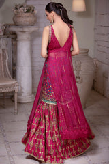 Fuchsia Embellished Raw Silk Gharara Set (2-Piece) - Image 4