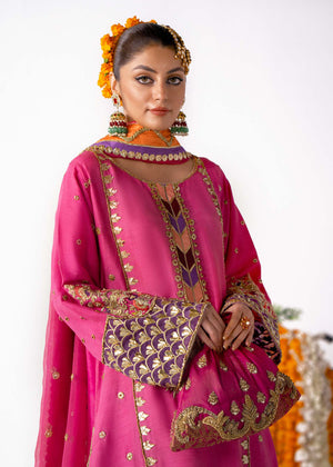 Candy Pink Embroidered Silk Gharara Set (3-Piece) - Image 3