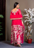 Pakistani Shocking Pink Embroidered Organza Gown Set (3-Piece) - Image 3