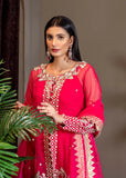 Pakistani Shocking Pink Embroidered Organza Gown Set (3-Piece) - Image 5