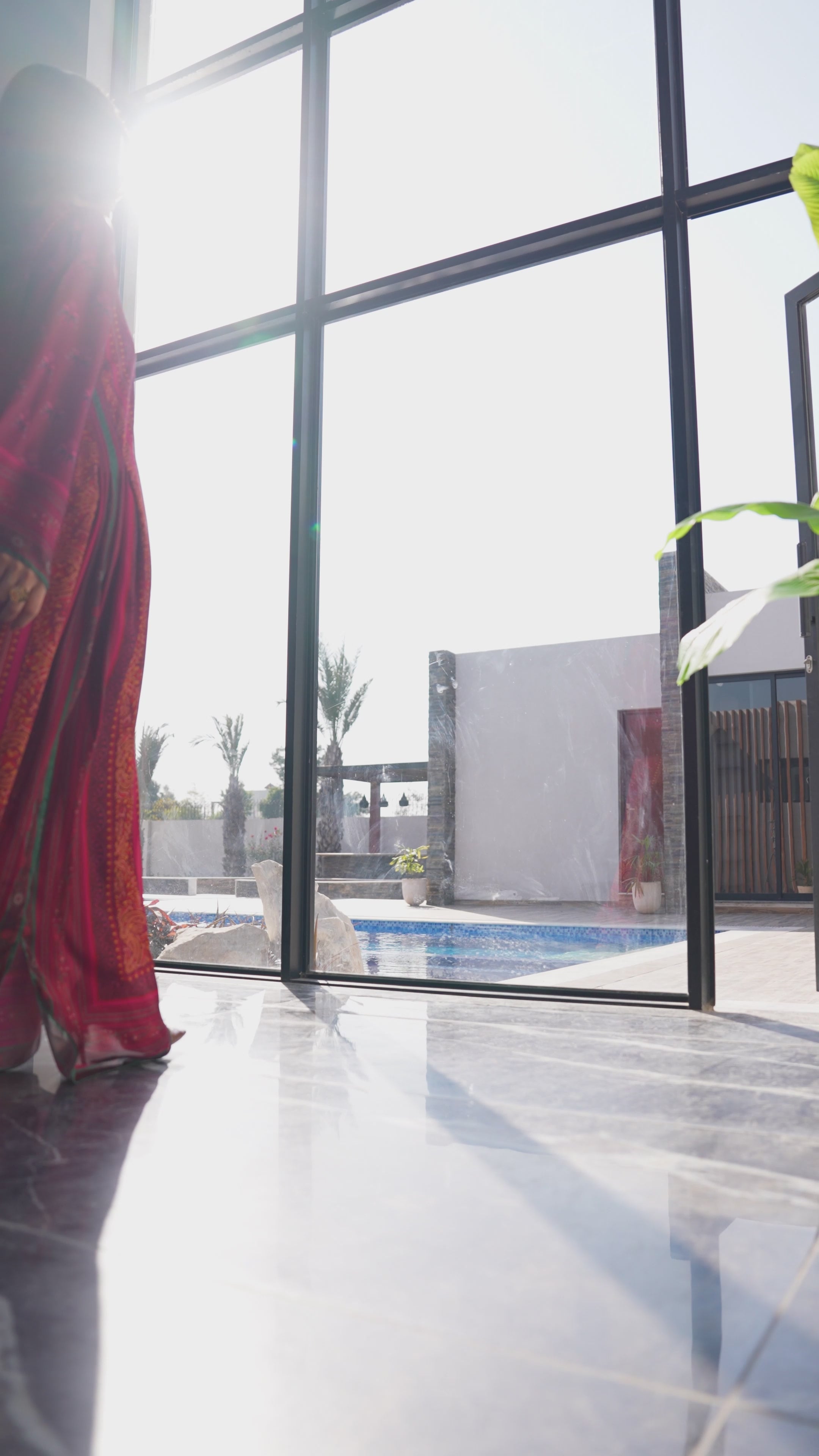 Pakistani Berry Hand Embellished Charmeuse Silk Kaftan (1-Pc) - Image 8