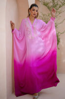 Pakistani Fuchsia Pink Embroidered Charmeuse Silk Kaftan (1-Pc) - Image 3