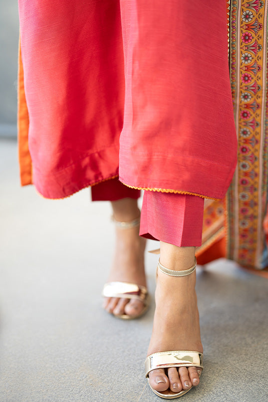 Pink Sequined PK Raw Silk Kaftan (3-Piece) - Image 1