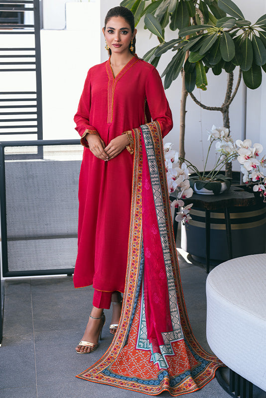 Pink Sequined PK Raw Silk Kaftan (3-Piece) - Image 3