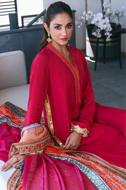 Pink Sequined PK Raw Silk Kaftan (3-Piece) - Image 6