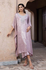 Pakistani Rose Quartz Crystal Embellished Silk Kaftan (3-Piece) - Image 8