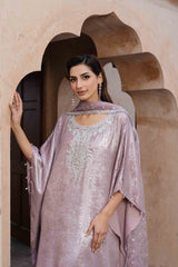 Rose Quartz Crystal Embellished Silk Kaftan (3-Piece) - Image 6