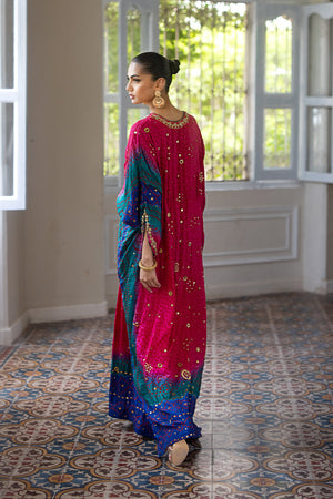 Magenta Mukesh Pure Silk Chunri Kaftan (2-Piece) - Image 5