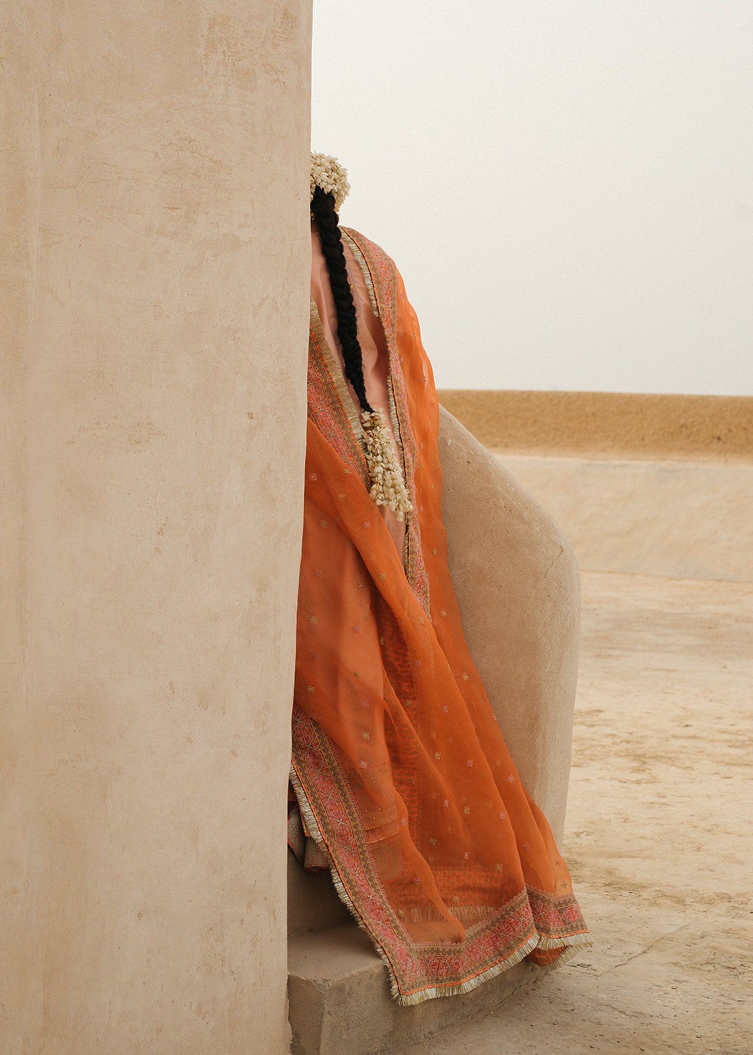 Pakistani Light Pink Embroidered Lawn & Organza Kalidar (3-Piece) - Image 10