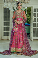 Pink & Magenta Zardozi Pure Silk Net Kalidar (3-Piece) - Image 2