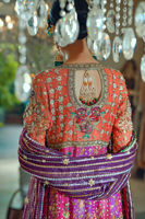 Pink & Magenta Zardozi Pure Silk Net Kalidar (3-Piece) - Image 4