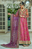 Pink & Magenta Zardozi Pure Silk Net Kalidar (3-Piece) - Image 5