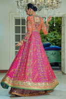 Pink & Magenta Zardozi Pure Silk Net Kalidar (3-Piece) - Image 6