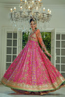 Pink & Magenta Zardozi Pure Silk Net Kalidar (3-Piece) - Image 7