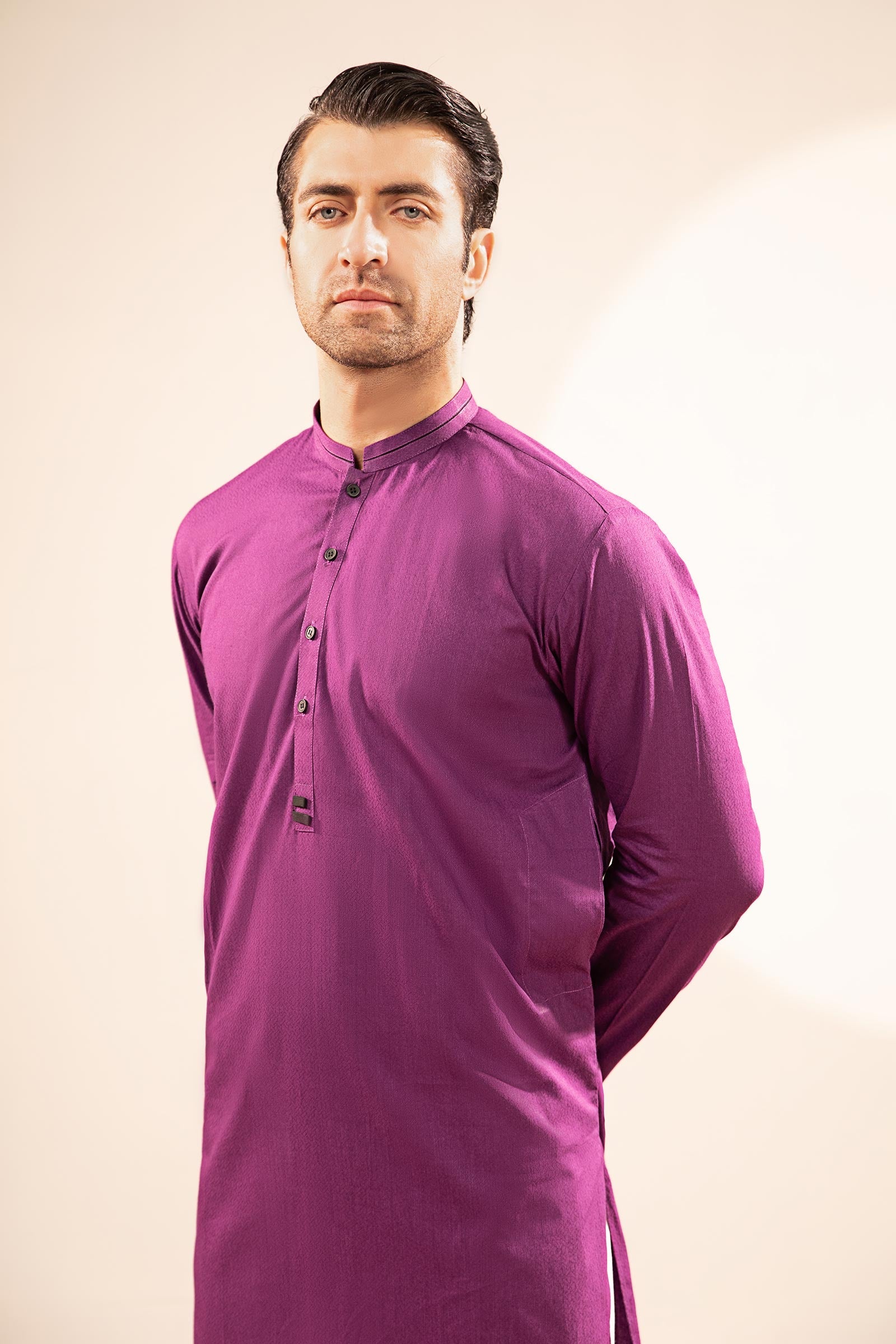 Magenta Self-Texture Dobby Kurta (2-Piece) - Image 4