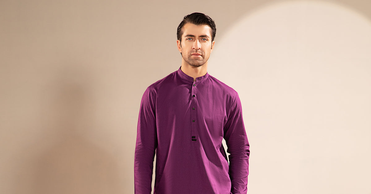 Magenta Self-Texture Dobby Kurta (2-Piece) - Image 5