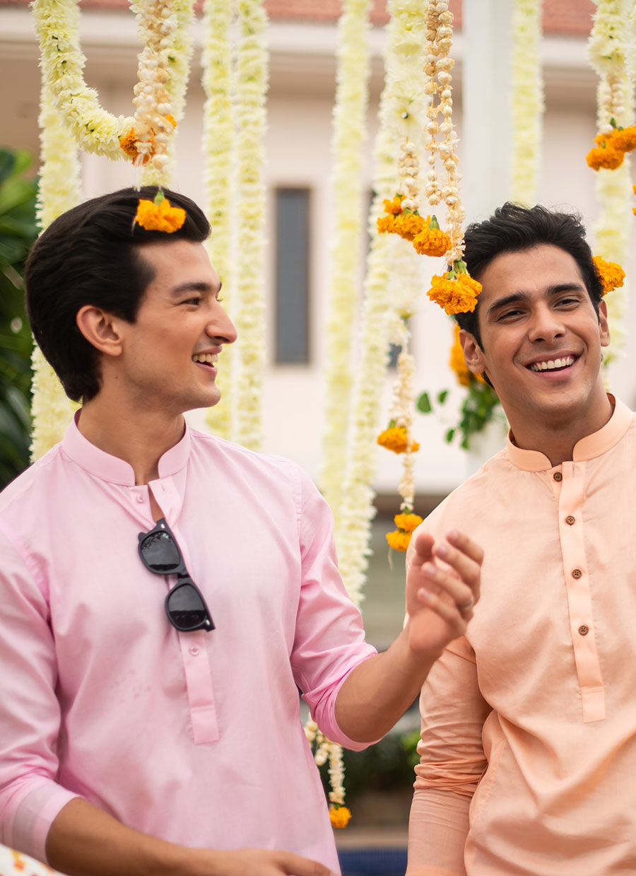 Pastel Pink Egyptian Cotton Kurta Pajama (2-Piece) - Image 4