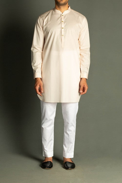Powder Pink Egyptian Cotton Kurta Pajama (2-Piece) - Image 1