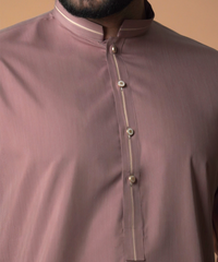 Dusty Rose Beige-Piped IronEZ Kurta Pajama (2-Piece) - Image 4