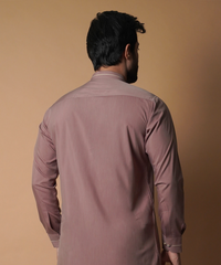 Dusty Rose Beige-Piped IronEZ Kurta Pajama (2-Piece) - Image 6