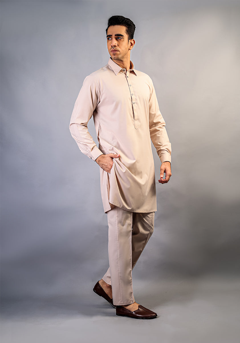 Whisper Pink Poly Viscose Slim Fit Shalwar Kameez (2-Piece) - Image 2
