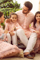 Powder Pink Schiffli Cotton Kurta Pajama (2-Piece) - Image 4