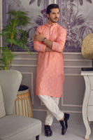 Ombre Pink Schiffli Cotton Kurta Pajama (2-Piece) - Image 2