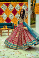 Pakistani Pink Zardozi Cotton Net Lehenga (3-Piece) - Image 3