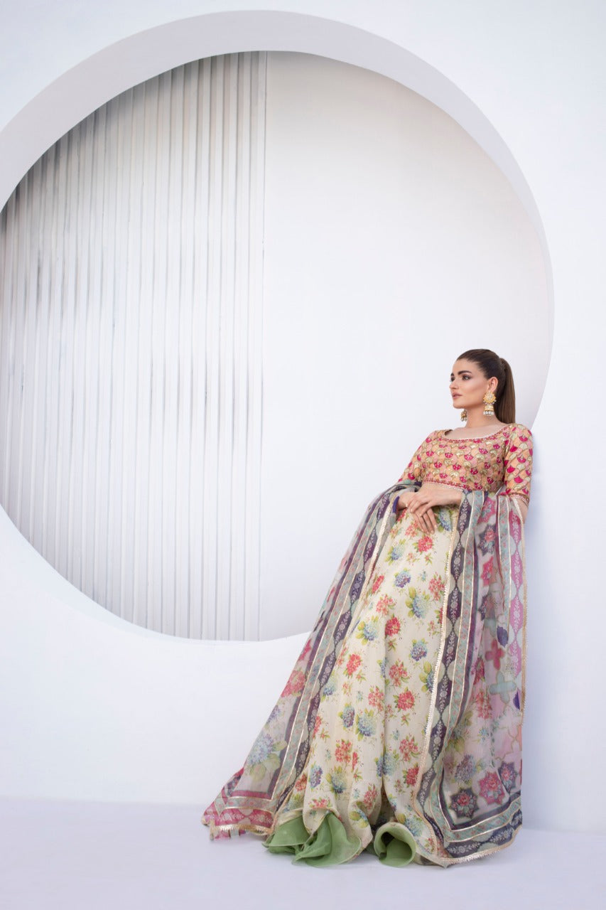 Peach Zardozi Jamawar Choli with Khaddi Silk Lehenga (3-Piece) - Image 3