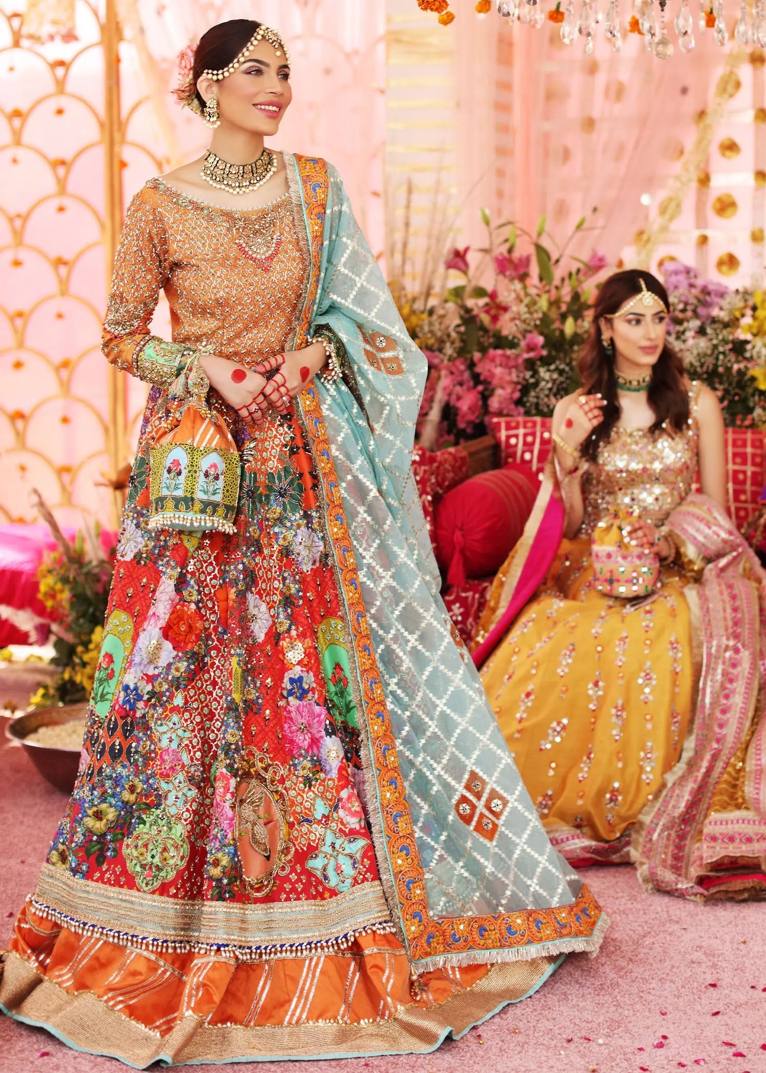 Magenta Embellished Raw Silk Lehenga Set (3-Piece) - Image 1