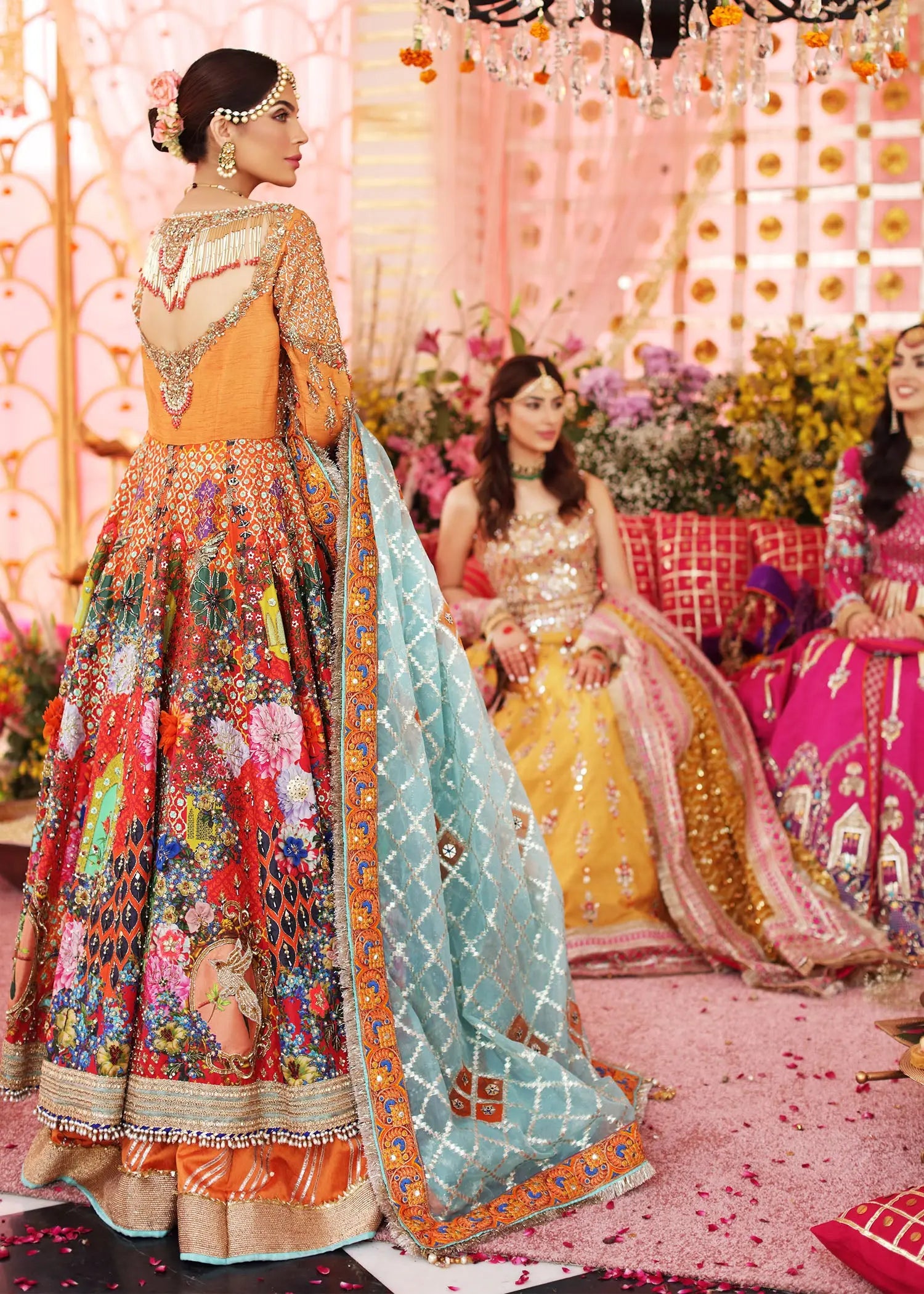 Magenta Embellished Raw Silk Lehenga Set (3-Piece) - Image 6