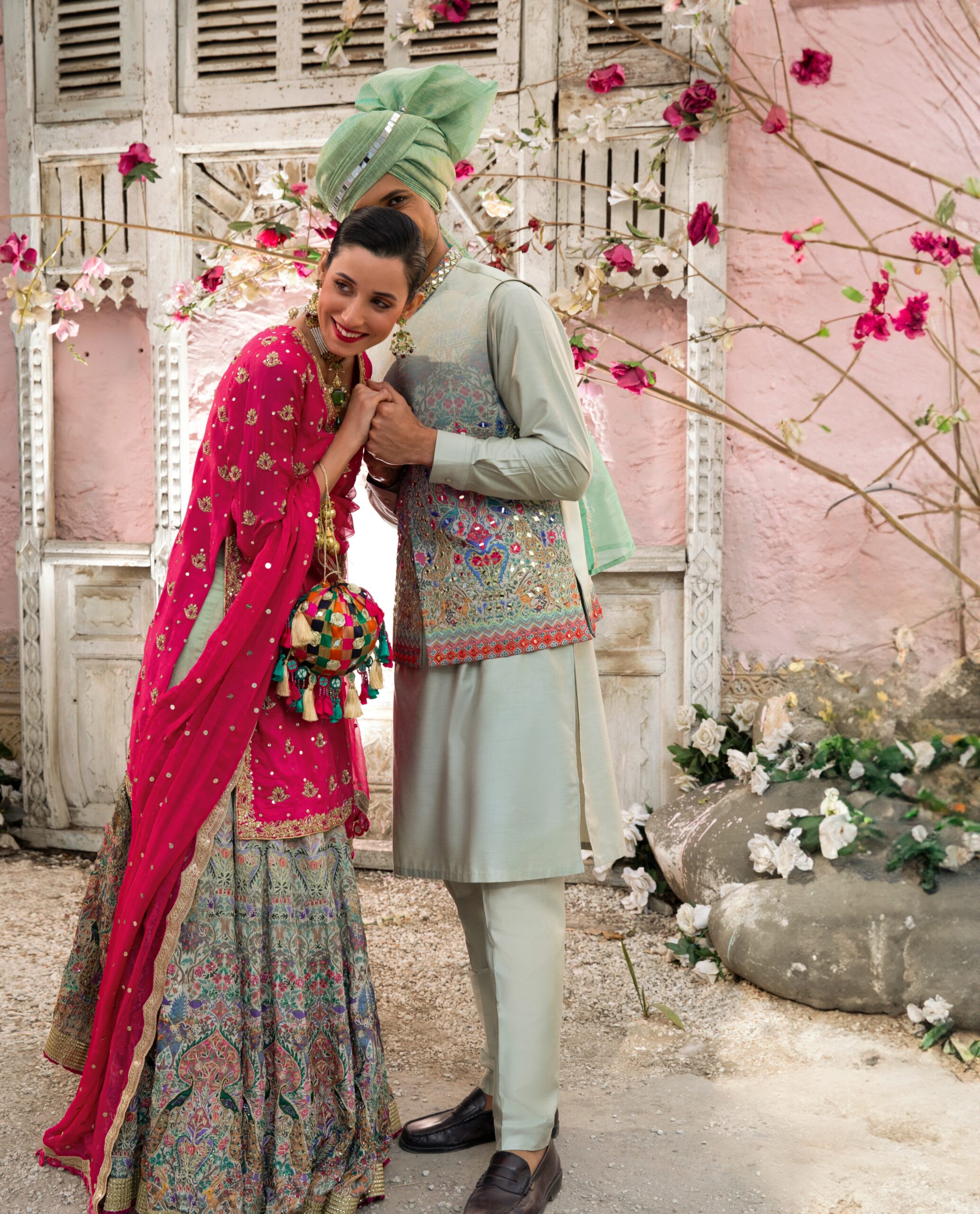 Hot Pink Embroidered Silk-Blend Lehenga Choli (3-Piece) - Image 7