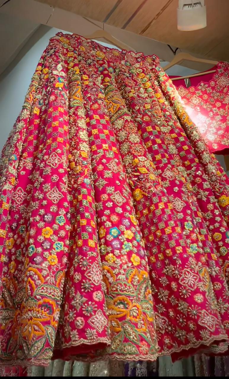 Hot Pink Gota Embellished Silk-Blend Lehenga Choli (3-Piece) - Image 1