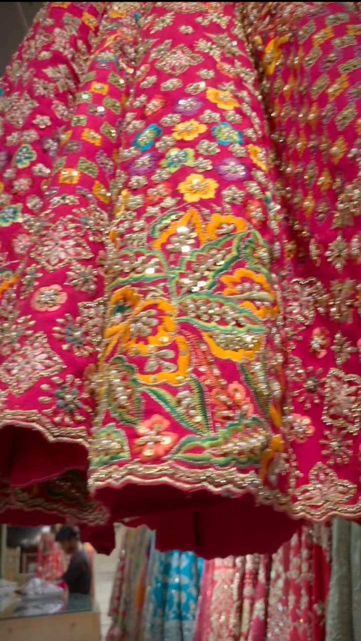 Hot Pink Gota Embellished Silk-Blend Lehenga Choli (3-Piece) - Image 3